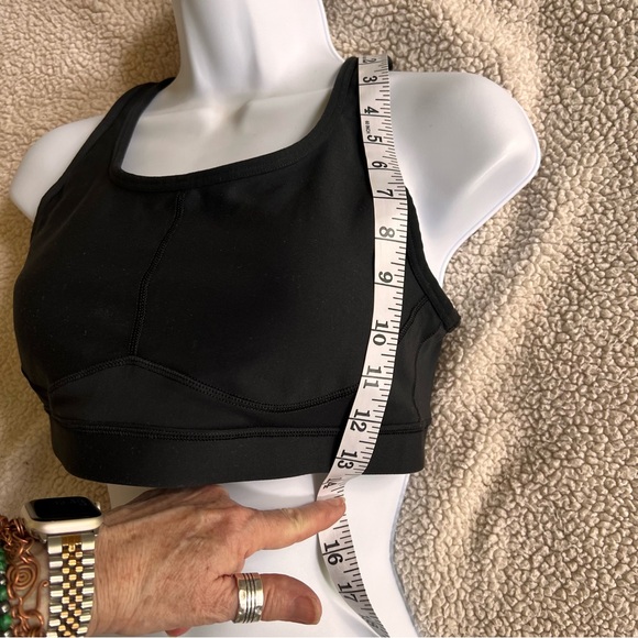 Athleta black removable cup sports bra back hook S/ M petite - Picture 13 of 14